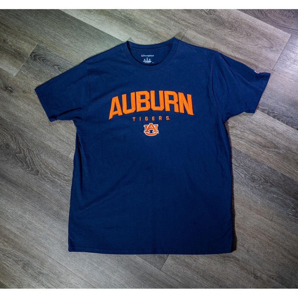 Auburn Tigers Shirt Mens Blue NCAA Football Champion Graphic Tee Short Sleeve